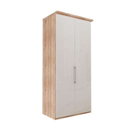 Garderobe Atlanta - Lys rustikk eik 216 cm, Med gesims, Venstre