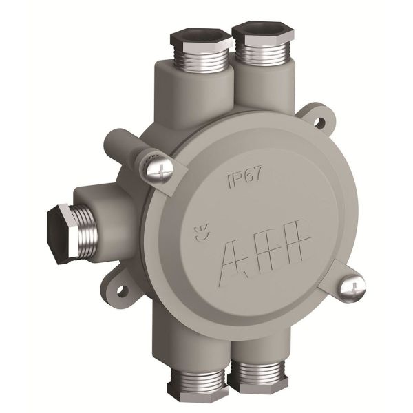 ABB 2CMA136534R1000 Lettmetallboks med gjenge 18,6 av aluminium 1 høyre, 2 opp, 2 ned