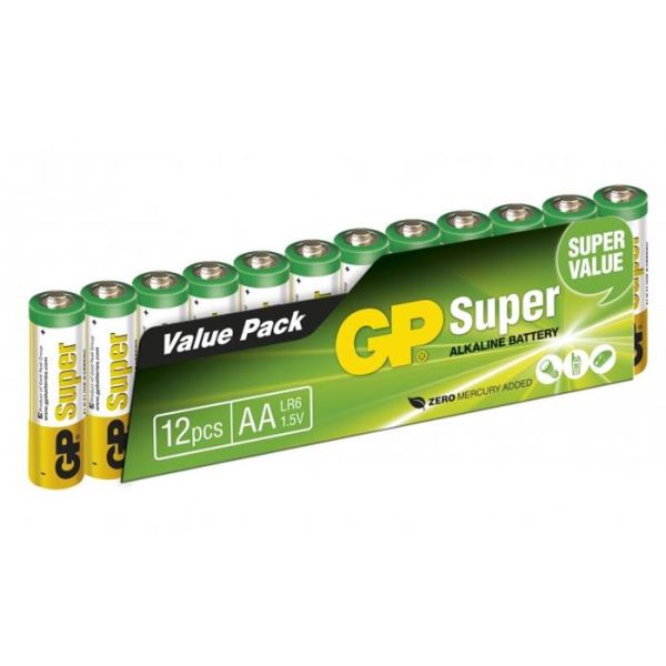 GP Batteries Super Alkaline 15A-S12/LR6 Alkaliske batterier AA, 12-pakning