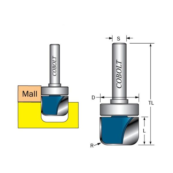 Cobolt 240-922 Kanal/skålfres D=22 L=4,5
