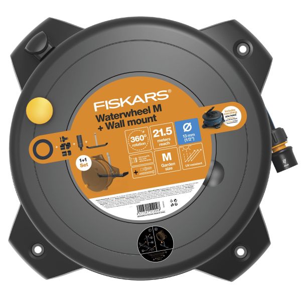 Fiskars Solid Waterwheel Slangetrommel 20 m, med veggfeste
