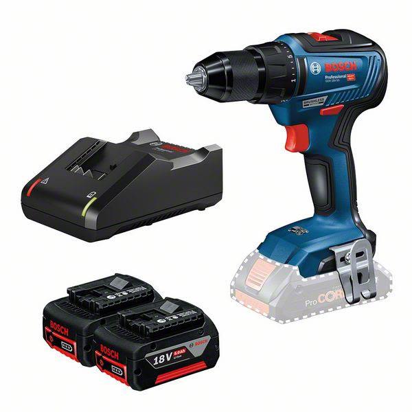 Bosch GSR 18V-55 Borskrutrekker med 5,0 Ah batterier og lader L-veske (Kan ikke stables - ikke en systemveske)