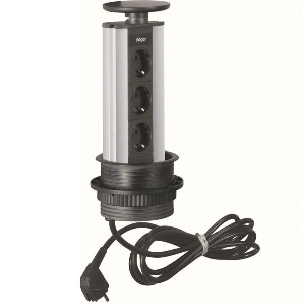 Hager G7043ANT Bordmodul 3 jordede uttak Svart