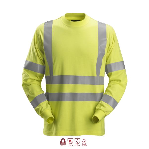 Snickers 2461 ProtecWork T-skjorte varsel, gul, langermet XS