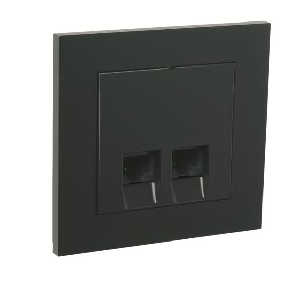 Elko Plus Modulæruttak innfelt, 2 x 8 K6 svart