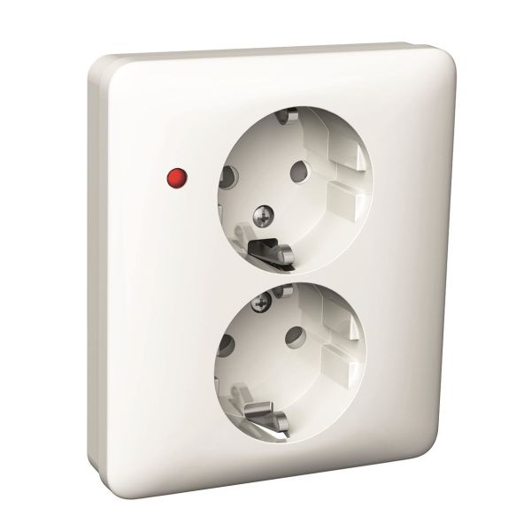 Schneider Electric WDE002198 Vekkuttak 2-veis, med jord, LED, hvit