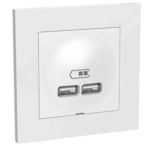 Elko Plus Ladestasjon innfelt, 2 USB Hvit