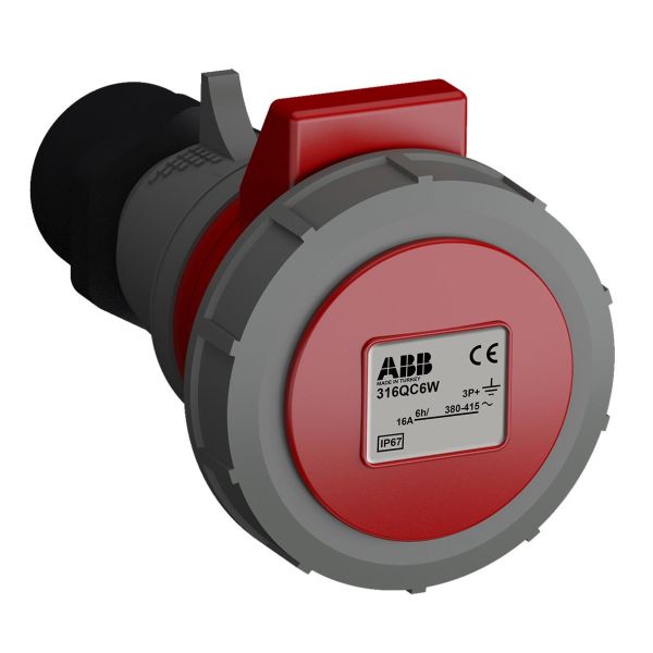 ABB 2CMA102316R1000 Skjøteuttak hurtigtilkoblet, vibrasjonsbestandig Rød, 16 A, 4-polet, IP67
