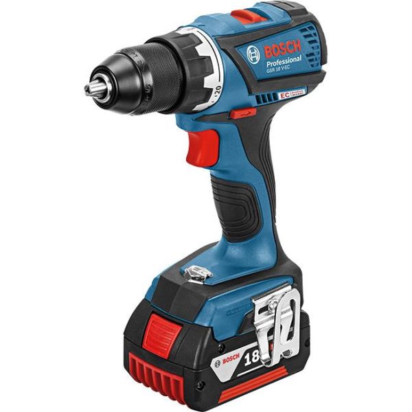 Bosch GSR 18V-EC Borskrutrekker med L-BOXX, batterier og lader