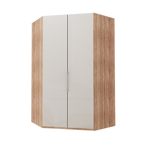 Walk-in Atlanta garderobe 236 cm, Hvitt glass, Lys rustikk eik