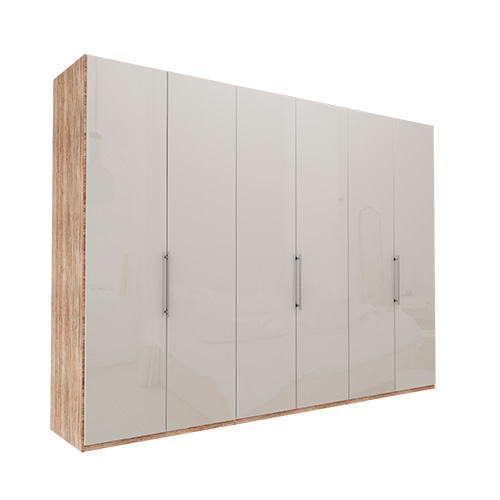 Garderobe Atlanta - Lys rustikk eik 300 cm, 236 cm, Uten gesims / ramme