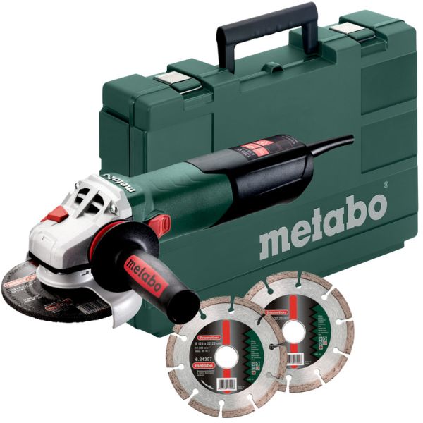 Metabo W 13-125 QUICK Set Vinkelsliper i veske, med kappskiver, 1350 W