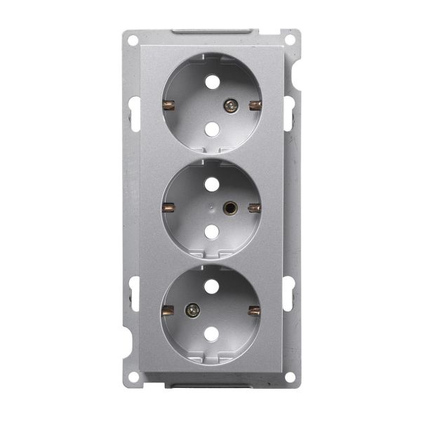 Elko Plus Vegguttaksinnsats 3-veis, aluminium
