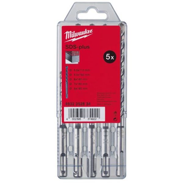 Milwaukee M2 4932352834 Hammerborsett SDS-Plus, 2-skjærs, 5 deler