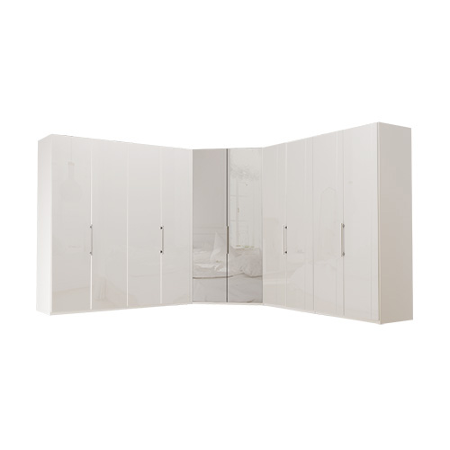 Garderobe Atlanta - Hvit 200 + walk-in + 200, 216 cm, Hvitt glass