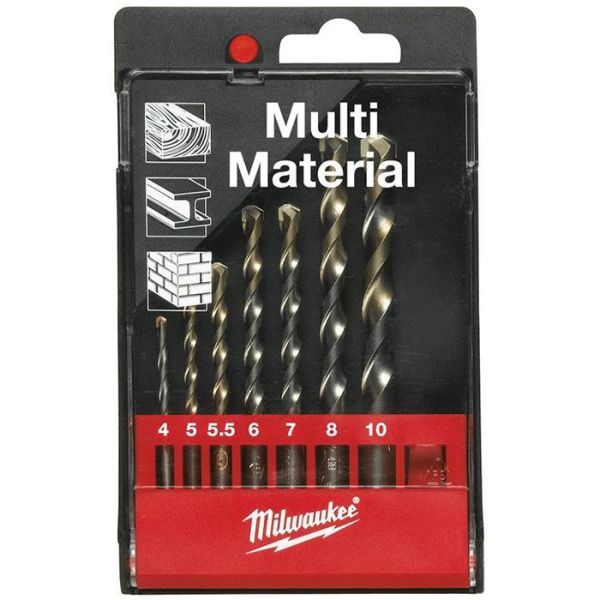 Milwaukee Multi Material 4932352836 Universalborsett rundt feste, 7 deler
