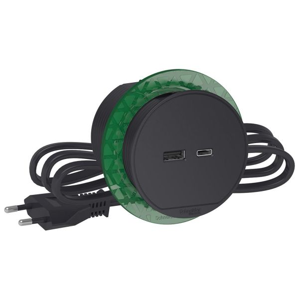 Schneider Electric XS USB-A/C Unica Bordenhet innebygd, 60 mm Grå