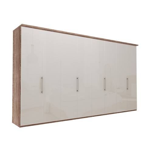 Garderobe Atlanta - Mørk rustikk eik 400 cm, 236 cm, Med gesims