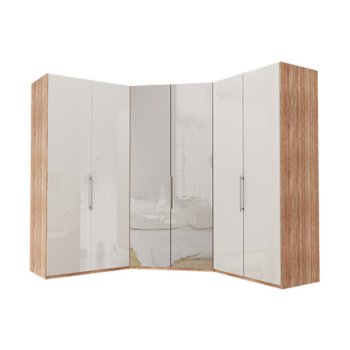 Garderobe Atlanta - Lys rustikk eik 100 + walk-in + 100, 236 cm