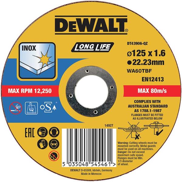 Dewalt DT43906 Kappskive thin cutting 125 x 1,6 mm