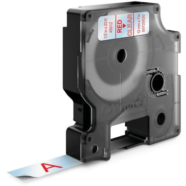 DYMO Standard D1 Teip 12mm Rødt på transparent