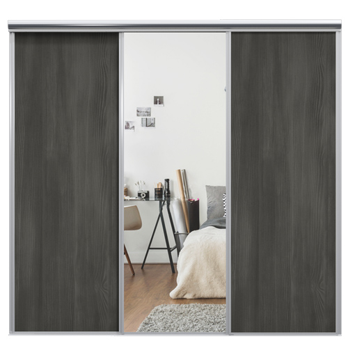 Mix Skyvedør Black wood / Sølvspeil 2380 mm 3 dører