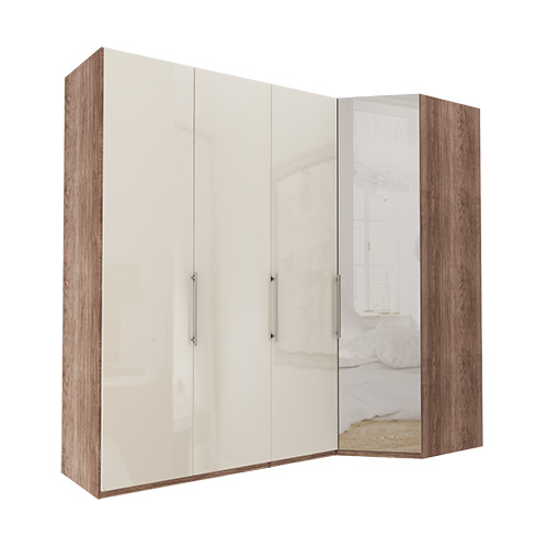 Garderobe Atlanta - Mørk rustikk eik 150 cm, 216 cm, Hjørne