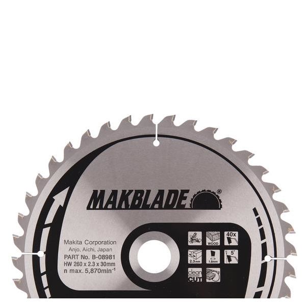 Makita B-08981 Sagklinge 260x2,3x30mm, 40T