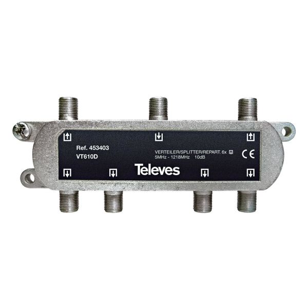 Televes VT610D Fordeler 5–1218 MHz, F-tilkobling 6-veis