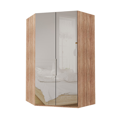 Walk-in Atlanta garderobe 216 cm, Speil, Lys rustikk eik