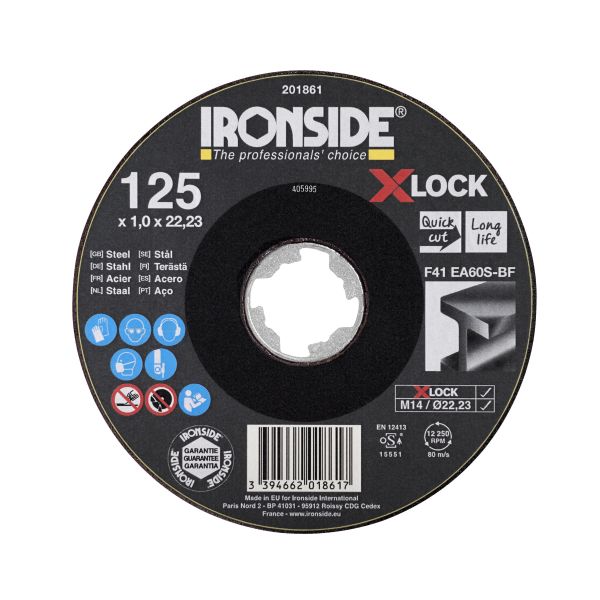 Ironside 201861 Kappskive 125 cm, X-LOCK, for stål, F41 125x1x22,23 mm