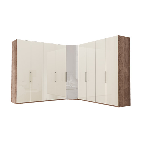 Garderobe Atlanta - Mørk rustikk eik 200 + hjørne + 200, 236 cm
