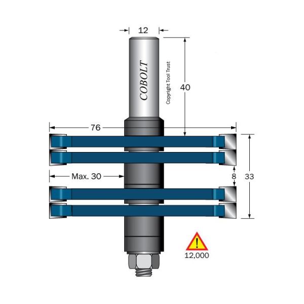 Cobolt 313-760 Tappforbindelsesfres D=76, L1=33, L2=8