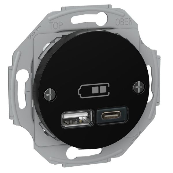Schneider Electric Renova USB-uttak USB type A+C Svart