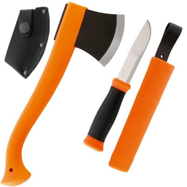 Morakniv Yxa + Allroundkniv 2000 Outdoorkit oransje