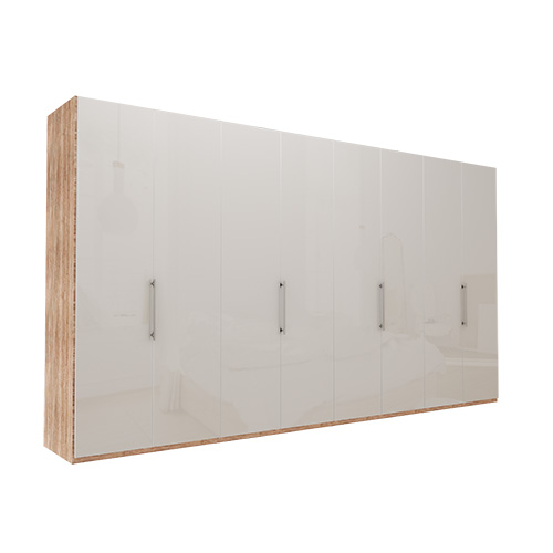 Garderobe Atlanta - Lys rustikk eik 400 cm, 236 cm, Uten gesims / ramme