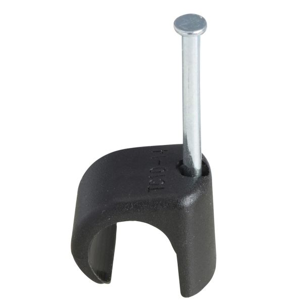 Schneider Electric TC 2021046 Spikerklips for rund kabel, 5–7 mm, 100-pakning 20 mm lengde, svart