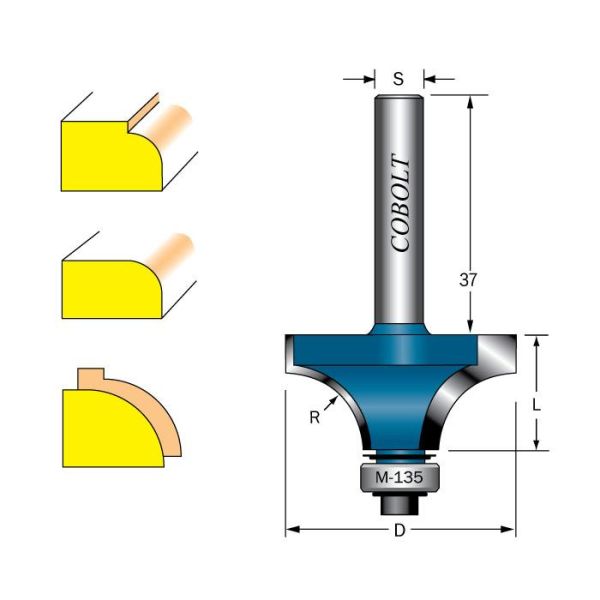 Cobolt 217-160 Avrundingsfres R=16 D=45 L=22