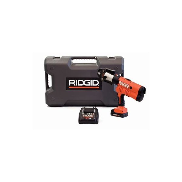 Ridgid RP 340-B Pressemaskin batteri, lader, veske + V 15–22–28 mm