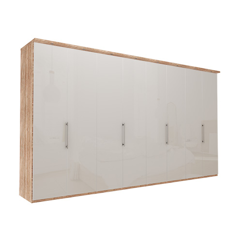 Garderobe Atlanta - Lys rustikk eik 400 cm, 236 cm, Med gesims