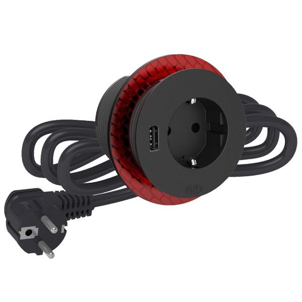Elko EKO04461 Borduttak Schuko + USB Antrasittgrå