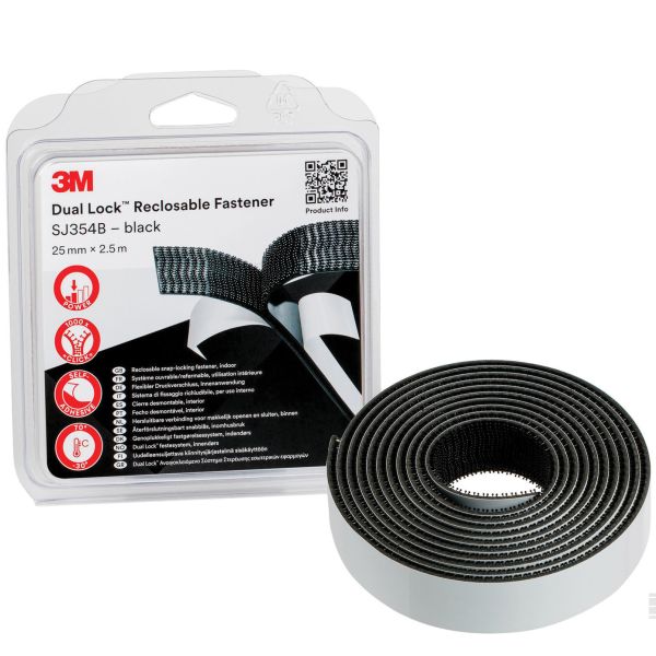 3M Dual Lock SJ354B Hurtiglås svart
