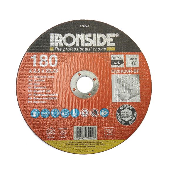 Ironside 200542 Kappskive 180 mm, F41, EI20, Inox 180 x 2,5 x 22 mm