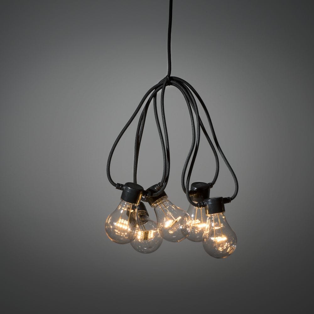 Konstsmide Lett kjede 10 Amber LED Sort 24V / IP20