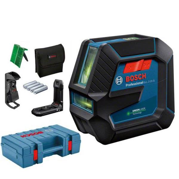 Bosch GLL 2-15/LB10 Linjelaser grønn, med veske og batterier