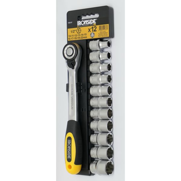 Ironside 102337 Skrallenøkkelsett 1/2", 12 deler