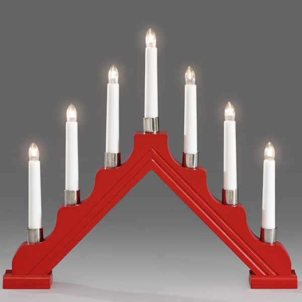 Konstsmide 1041-510 Elektrisk lysestake 7 lys rød