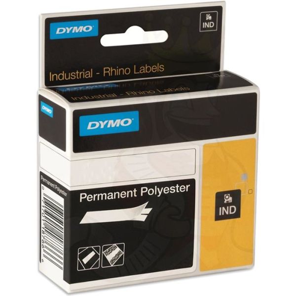 DYMO Rhino Teip permanent polyester 6mm Svart på hvitt