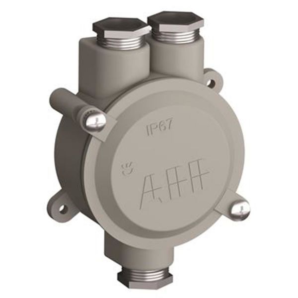 ABB 2CMA136543R1000 Lettmetallboks aluminium, gjenge 22,5 2 høyre, 1 venstre, 90 nm