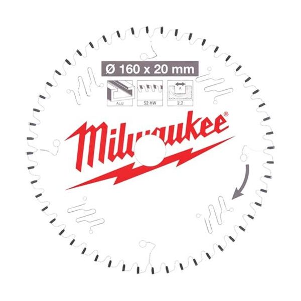 Milwaukee CSB P Alu Sagklinge 160x2,2x20 mm, 52T
